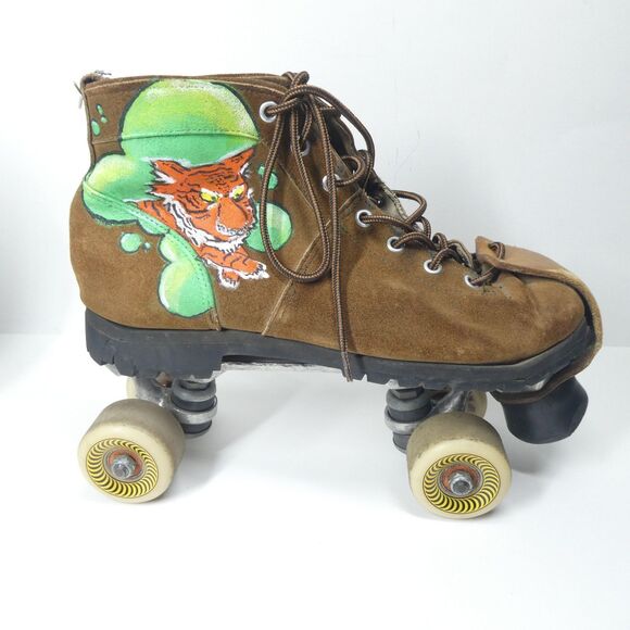 Leather Roller Skates Vintage Handpainted Tigers Sure Grip Super X7L Plates main image 16